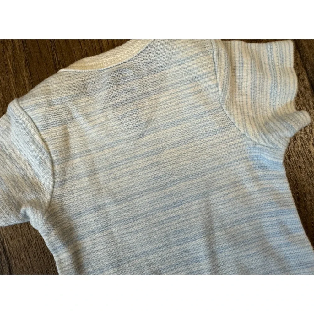 Baby Boy Outfit‎ Shirt Pants Preemie Bodysuit Striped Reborn Doll 2 PC Lot Beige